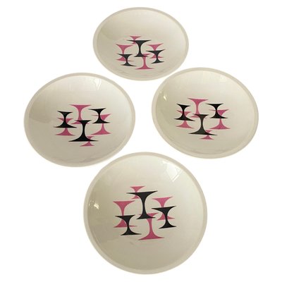 20th Century French Modernist Ceramic Plates with Geometrical Pattern Decor, Set of 4-UR-1706804