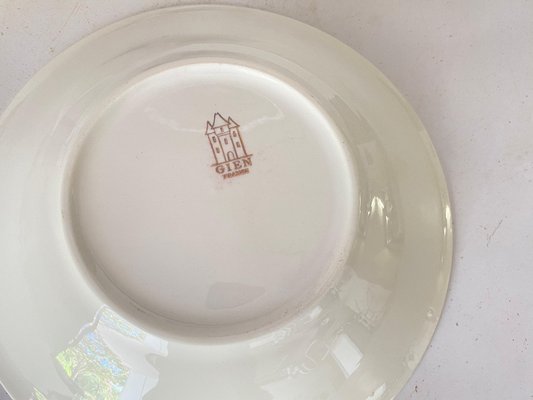 20th Century French Modernist Ceramic Plates with Geometrical Pattern Decor, Set of 4