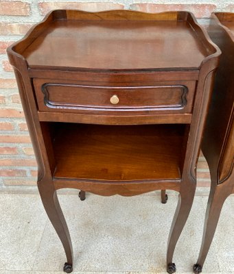 20th Century French Nightstands with Drawers, Marquetry & Cabriole Legs, 1900, Set of 2-NOU-1438012