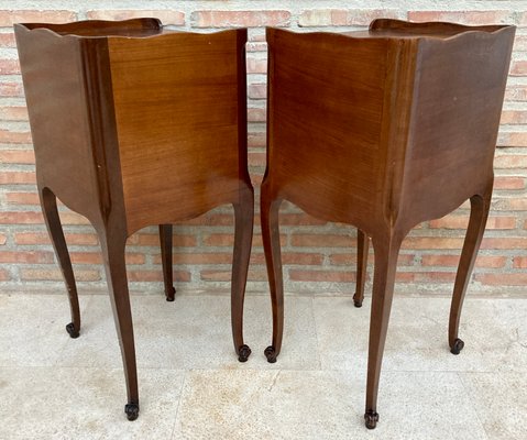 20th Century French Nightstands with Drawers, Marquetry & Cabriole Legs, 1900, Set of 2-NOU-1438012