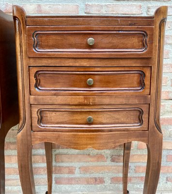 20th Century French Nightstands with Drawers, Marquetry & Cabriole Legs, 1900, Set of 2-NOU-1438012