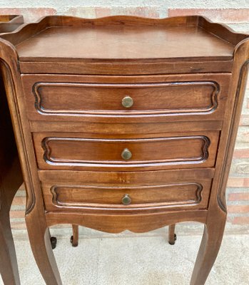 20th Century French Nightstands with Drawers, Marquetry & Cabriole Legs, 1900, Set of 2-NOU-1438012