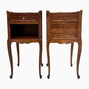 20th Century French Nightstands with Drawers, Marquetry & Cabriole Legs, 1900, Set of 2-NOU-1438012