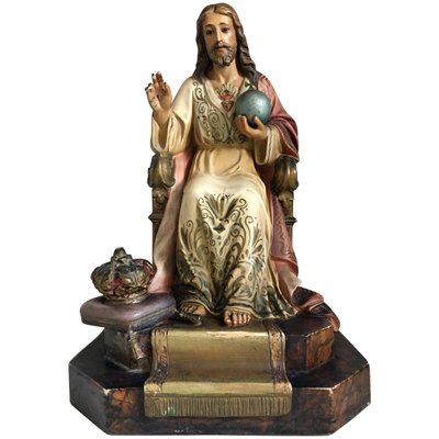 20th Century French Painted and Gilt Statue of Jesus Christ-PSK-1003307