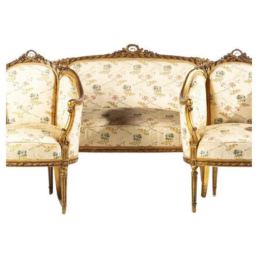 20th Century French Sofa and Armchairs, Set of 3