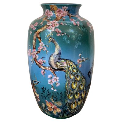 20th Century German Baluster Peacock Vase from Ulmer Keramik-PSK-1002892