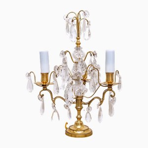 20th Century Girandole Gilt Bronze & Baccarat Crystal Pendant Table Lamp-UQL-1723811