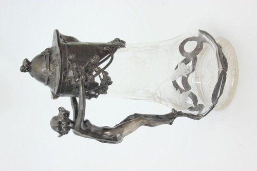 20th Century Glass & Metal Candleholder