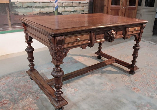 20th Century Gothic Style Oak Desk, 1920s