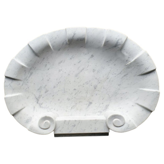 20th Century Grooved Shell White Carrara Marble Sink