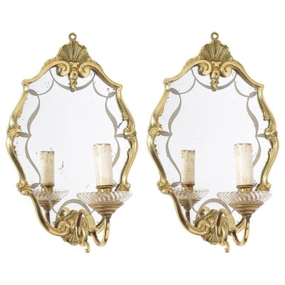 20th Century Italian Brass Wall Lights, Set of 2-JDR-1126074