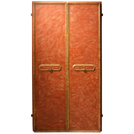 20th Century Italian Faux Red Porphyry Lacquered and Gilt Framed Wood Door