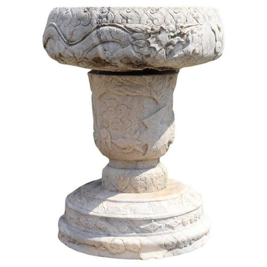 20th Century Italian Hand-Carved Marble Garden Vase