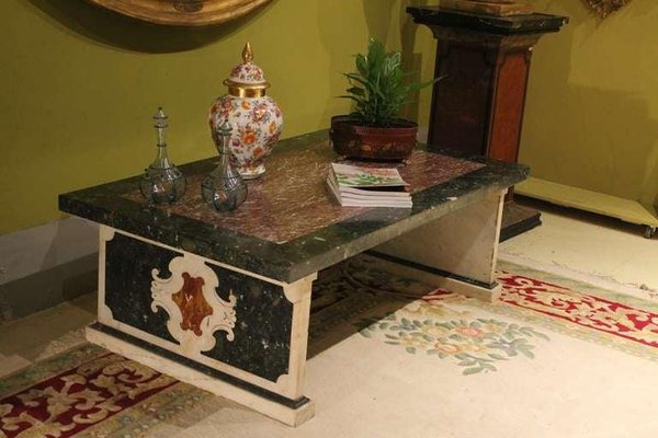 20th Century Italian Polychromed Rectangular Marble Coffee or Cocktail Table-AXE-1433424