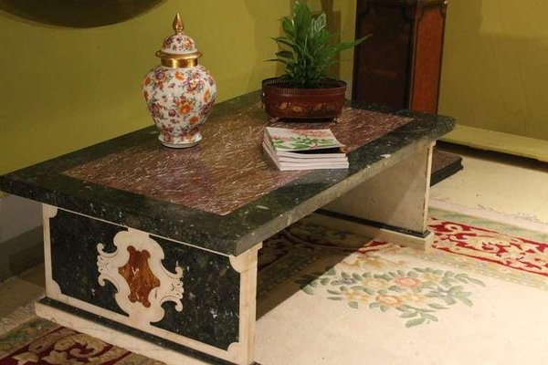 20th Century Italian Polychromed Rectangular Marble Coffee or Cocktail Table-AXE-1433424