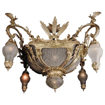 20th Century Louis XC Style Cast-Bronze Candelabra Chandelier-FLW-1401892