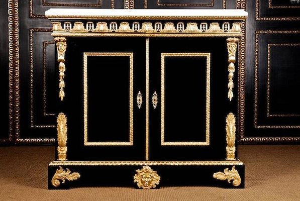 20th Century Louis XIV Black Piano Veneer Cabinet-FLW-1401773