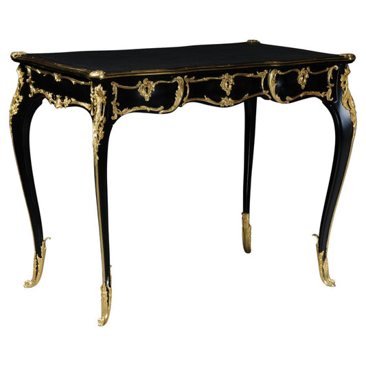 20th Century Louis XV Black Bureau Plat / Writing Desk in Beech