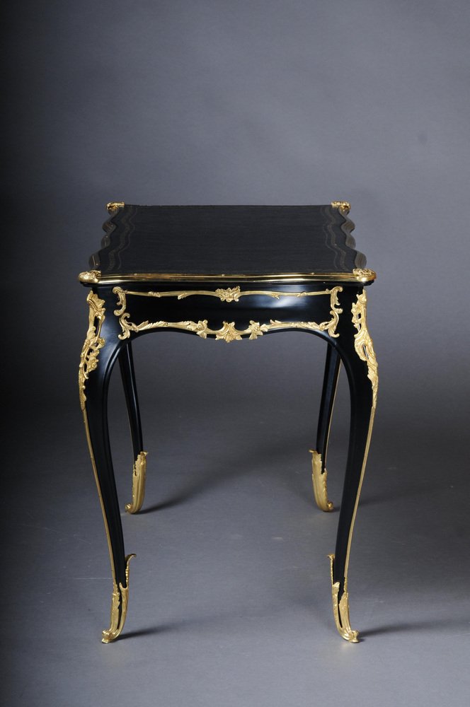 20th Century Louis XV Black Bureau Plat / Writing Desk in Beech