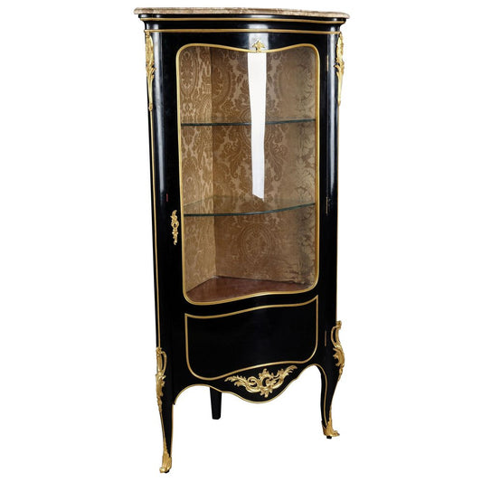 20th Century Louis XV Piano Black Corner Vitrine