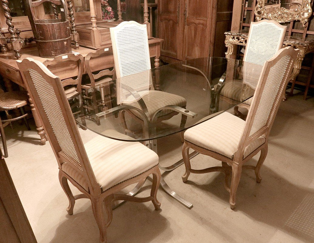 20th Century Louis XV Regency Style Beech Chairs, Set of 4