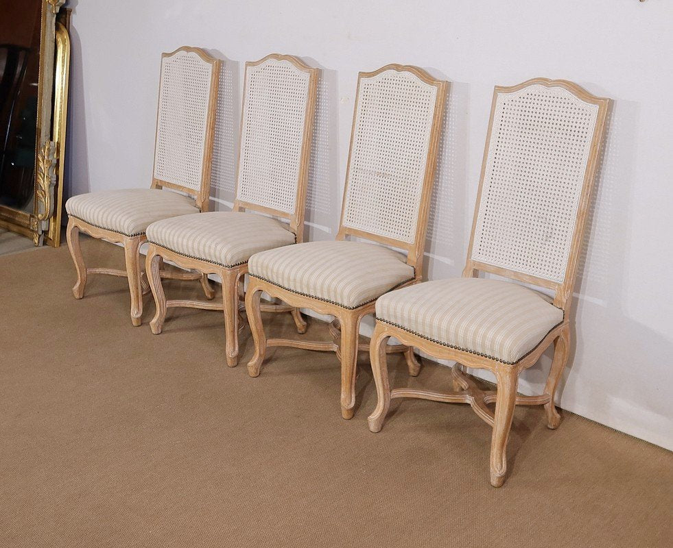 20th Century Louis XV Regency Style Beech Chairs, Set of 4