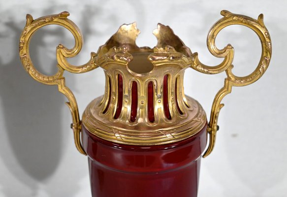 20th Century Louis XVI Ceramic and Golden Metal Cassolettes, 1950s, Set of 2-RVK-1401182