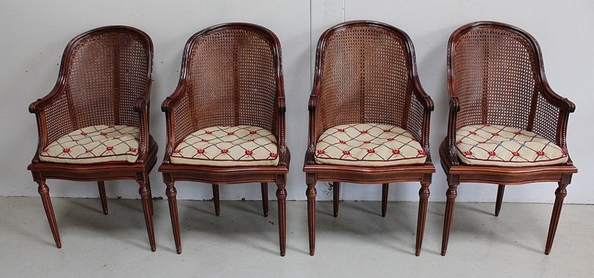 20th Century Louis XVI Mahogany Armchairs, Set of 4-RVK-938424