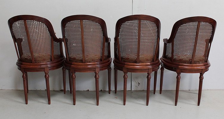 20th Century Louis XVI Mahogany Armchairs, Set of 4-RVK-938424