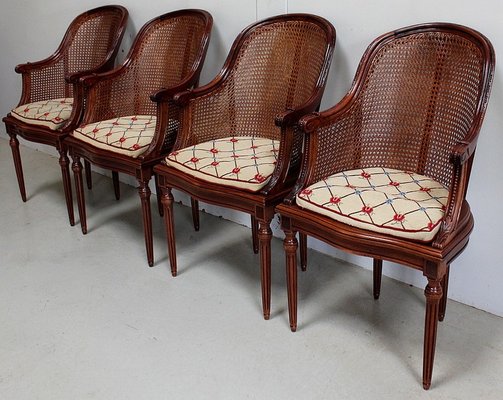 20th Century Louis XVI Mahogany Armchairs, Set of 4-RVK-938424