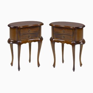 20th Century Mahogany Kidney-Shaped Nightstands with 2 Drawers, Set of 2-PSK-1002974