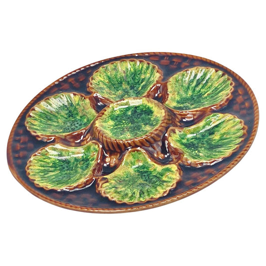 20th Century Majolica Green Oyster Plate