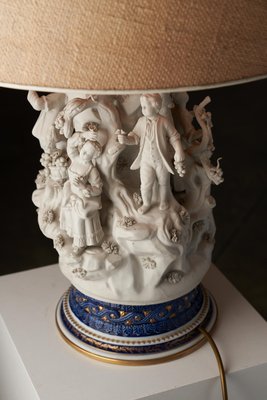 20th-Century Mangani Porcelain Table Lamp with Sculpted Figurines, Italy-POG-2019545