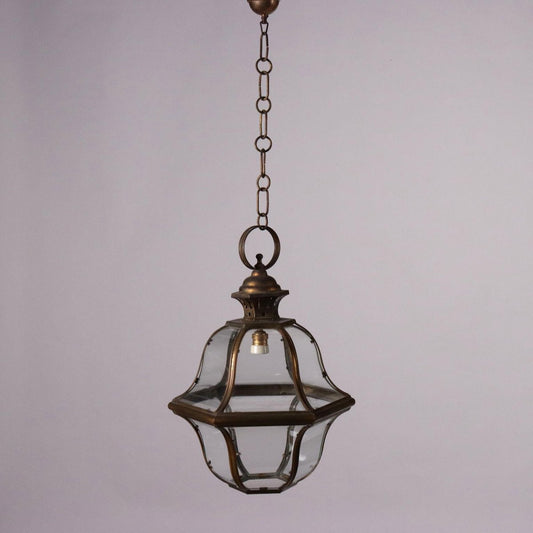 20th Century Metal Glass Inserts Lantern, Italy