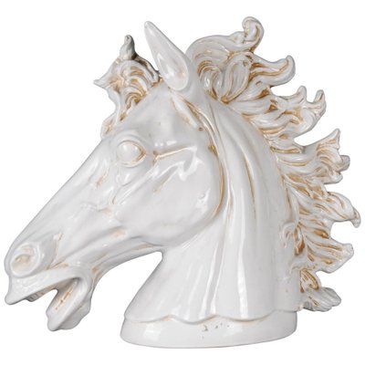 20th Century Monumental White Horse Head Pottery, 1970s-FLW-1402350