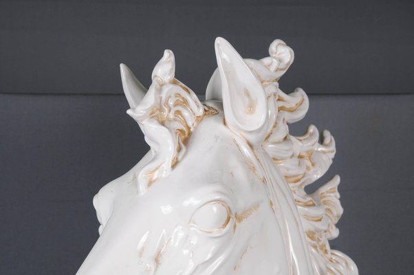 20th Century Monumental White Horse Head Pottery, 1970s-FLW-1402350