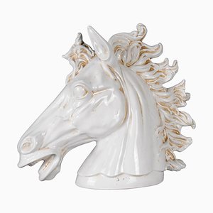 20th Century Monumental White Horse Head Pottery, 1970s-FLW-1402350