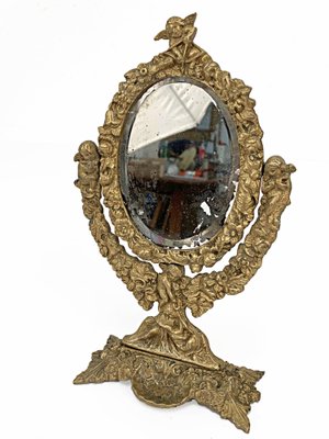 20th Century Neo-Renaissance Gilded Bronze Table Mirror-JDR-1125955