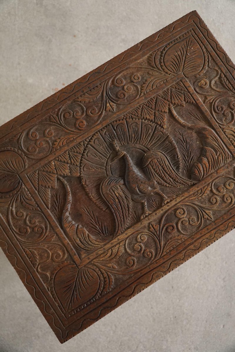 20th Century Oak Sculptural Oriental Side Table