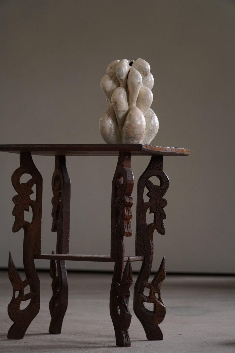 20th Century Oak Sculptural Oriental Side Table