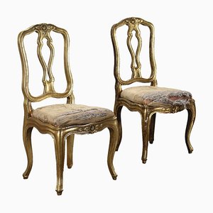 20th Century Padded Gilded Wood Chairs, Italy, Set of 2-VMM-1232257