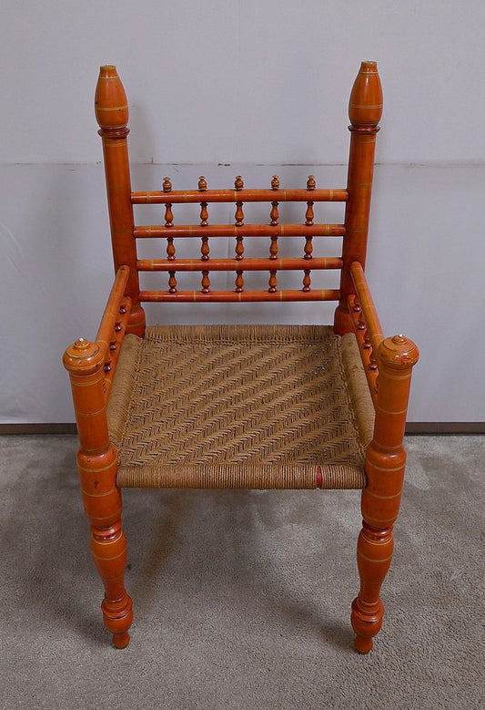 20th Century Painted Wooden Chair and Braided Strings, India