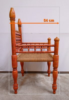 20th Century Painted Wooden Chair and Braided Strings, India-RVK-1792986