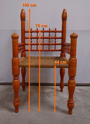 20th Century Painted Wooden Chair and Braided Strings, India-RVK-1792986