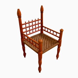 20th Century Painted Wooden Chair and Braided Strings, India-RVK-1792986