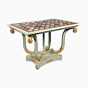 20th Century Pietra-Dura Classicism Pastel Light Blue Table-FLW-1402343