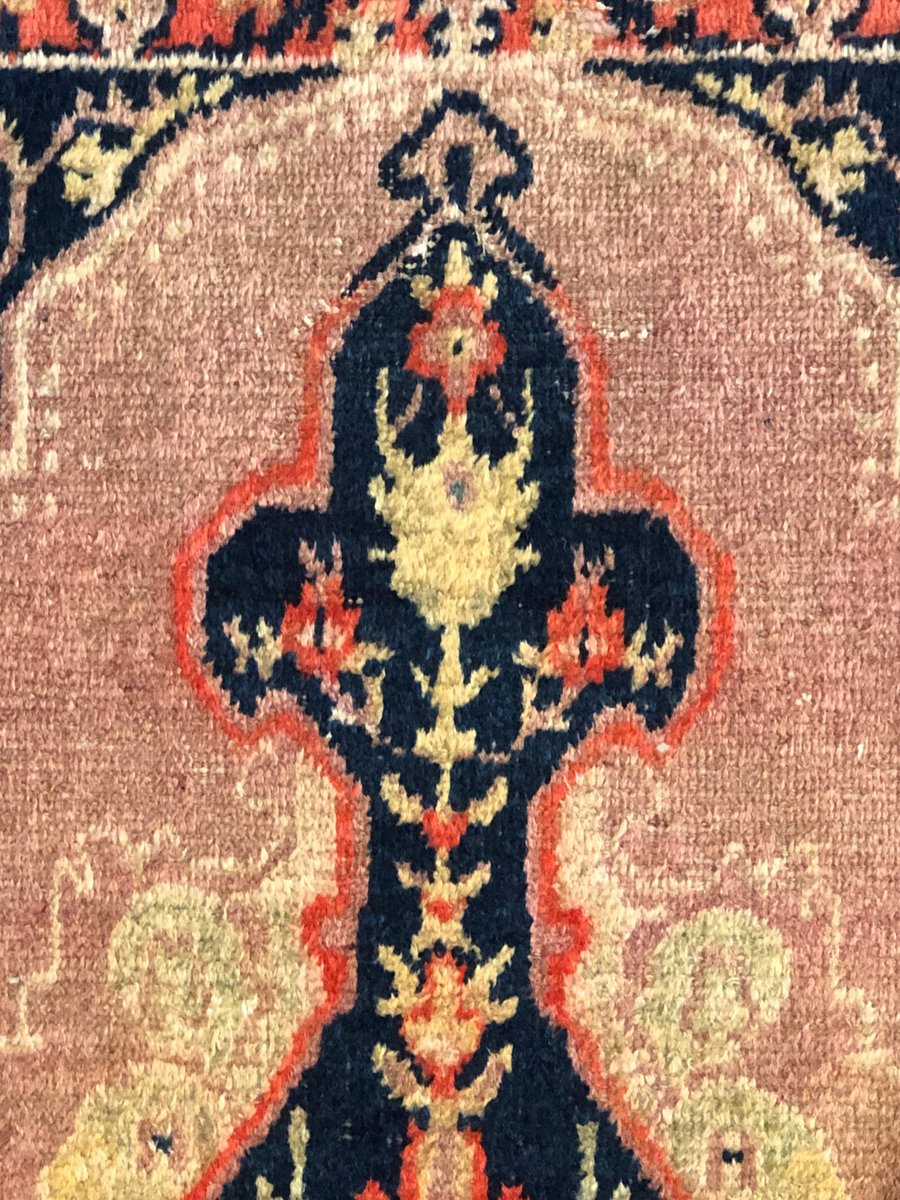 20th Century Pink and Blue Floral Samarkand Rug with Medallion, 1920s