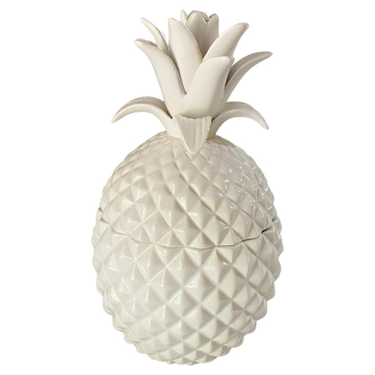 20th Century Portuguese Glazed Ceramic Pineapple Ice Bucket with Lid