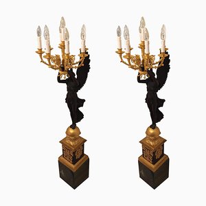 20th Century Princely Candleholder Floor Lights in style of Pierre Philippe Thomire, 1980s, Set of 2-FLW-1401826