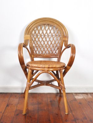 20th Century Rattan and Bamboo Armchair-HPQ-1787453